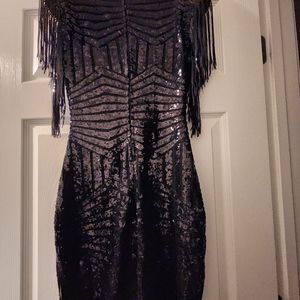 Black Sequined Cocktail Dress